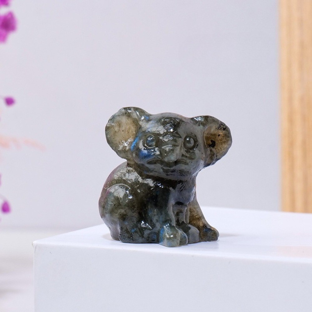 Natural Mixed Crystal Koala Statue Carving Reiki Healing stone Decor Gift random