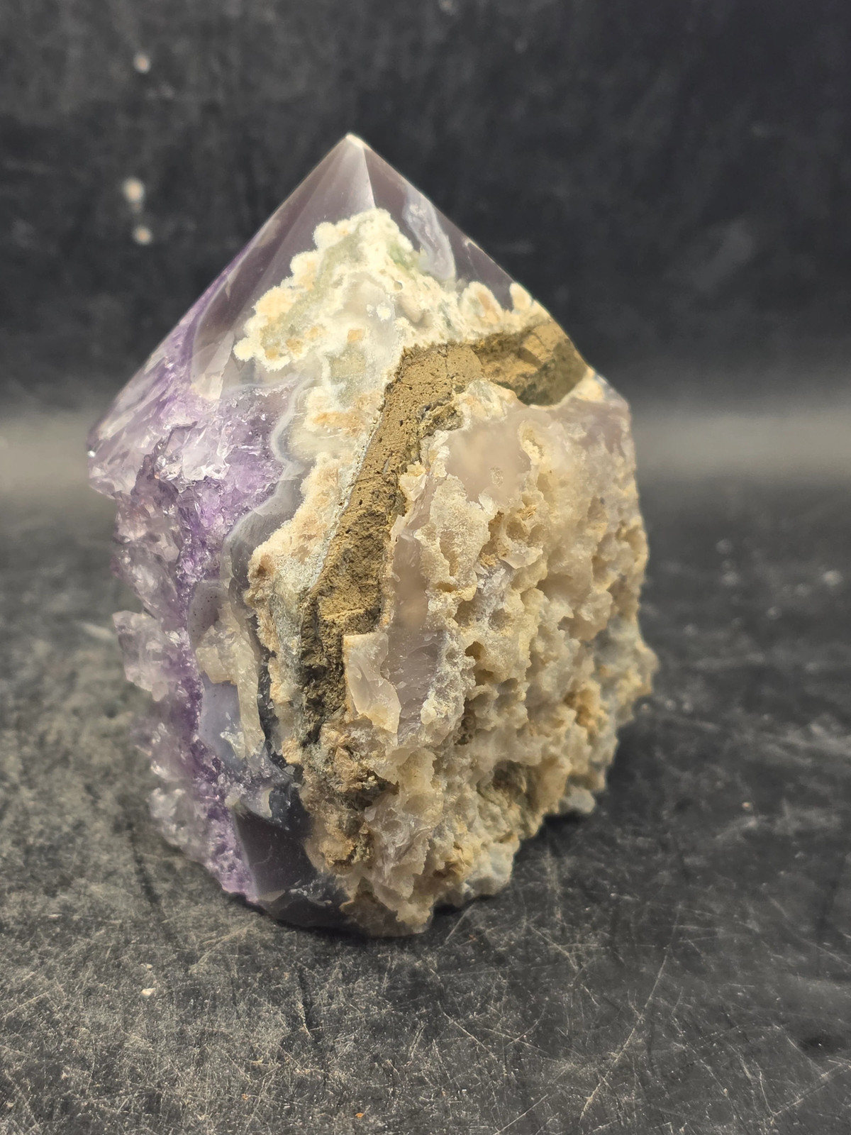 Druzy Amethyst polished top point! 10 ounces, 2.8 inches tall, 2.4 wide
