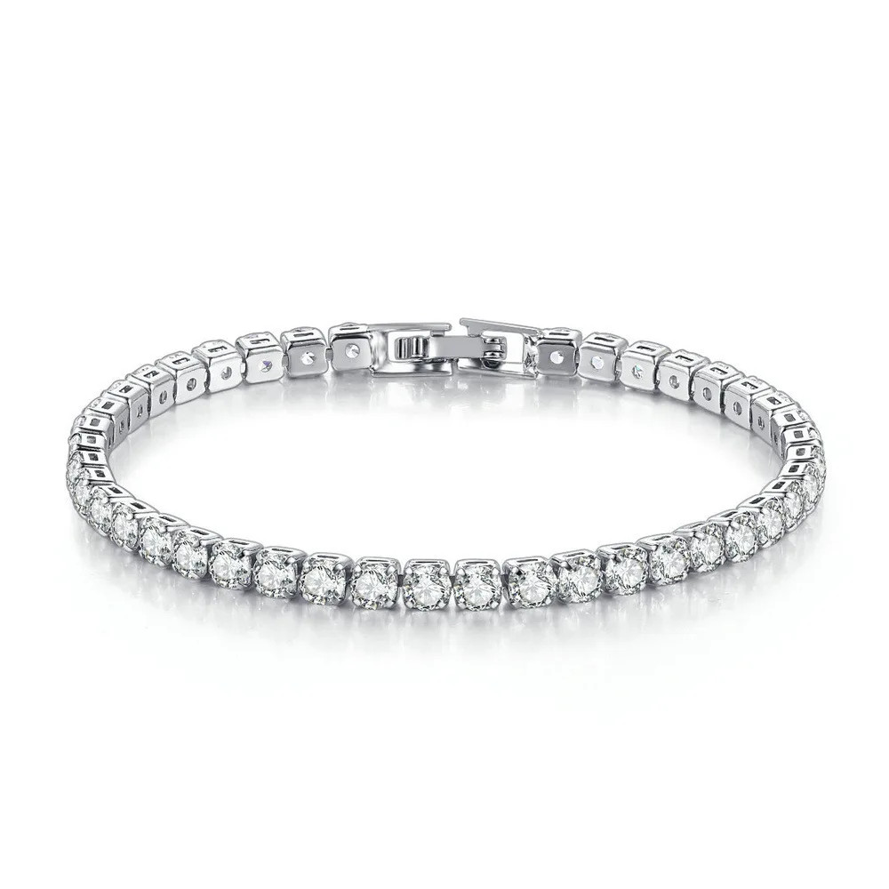 Women’s Zirconia Tennis Bracelet, Crystal Charm Thin Chain Jewelry for Fashion