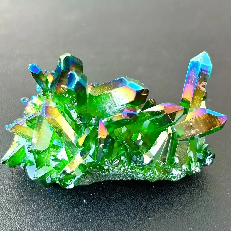80-100G Green Angel Aura Quartz Crystal Cluster Titanium Crystal Geode Chunk