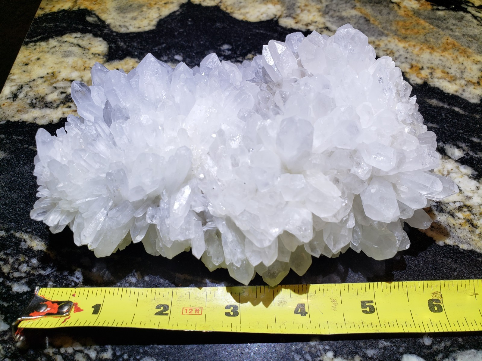 Natural White Clear Quartz Crystal Cluster Rainbow Specimen on Matrix, 1042g