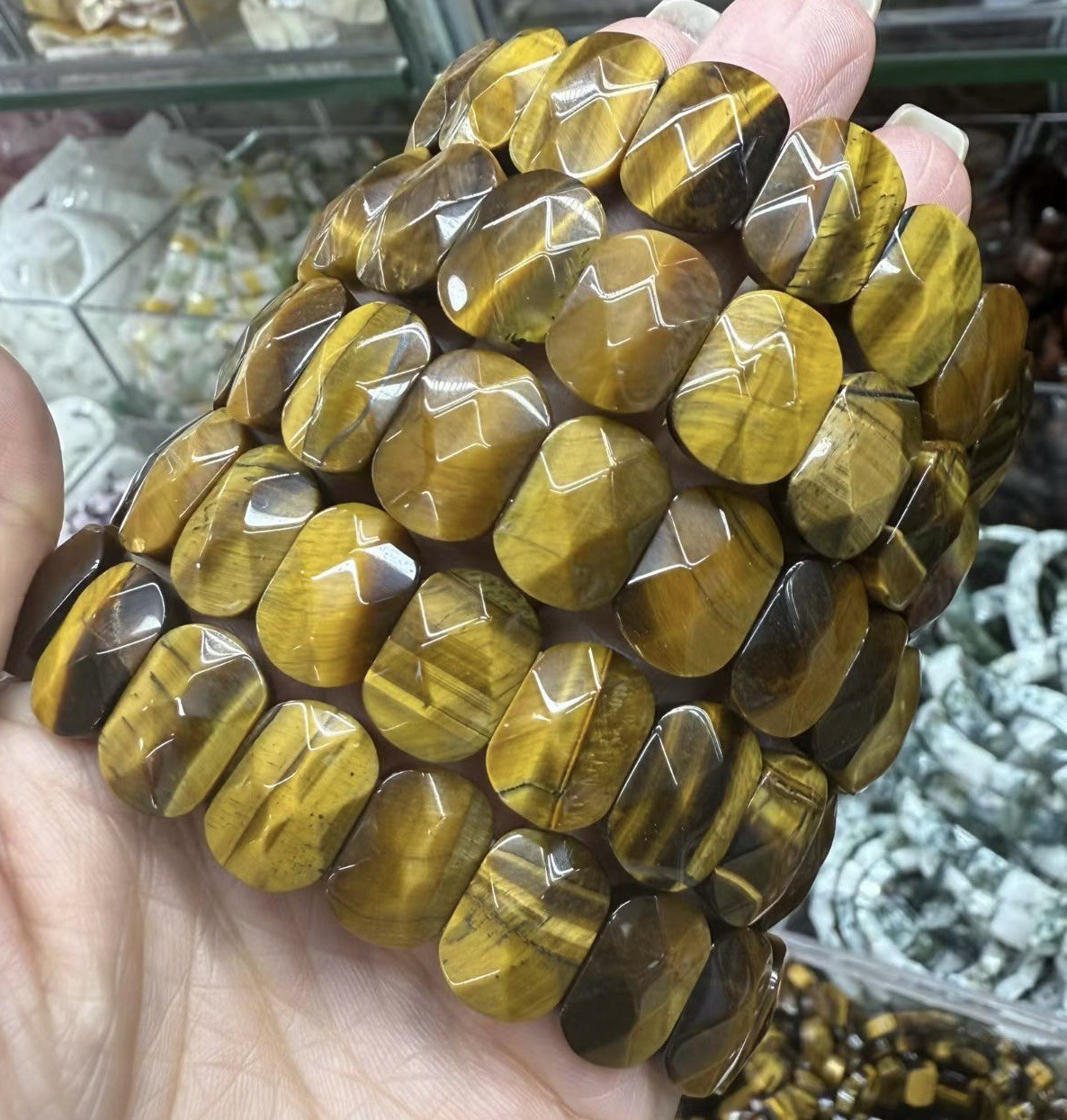 Natural crystal gemstone agate jade oval cut bracelet Healing for Health 11*15mm