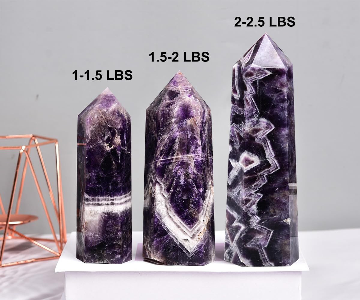 Large Dream Amethyst Healing Crystal Wand Point Obelisk Tower 6 Faceted Reiki Ch