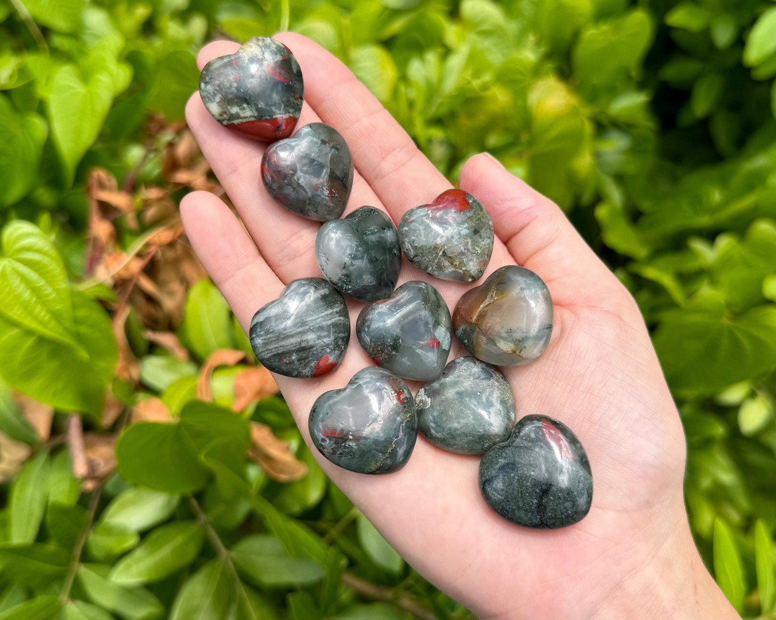 Bloodstone Crystal Hearts 1″ (Natural African Bloodstone Heart, Seftonite Heart)