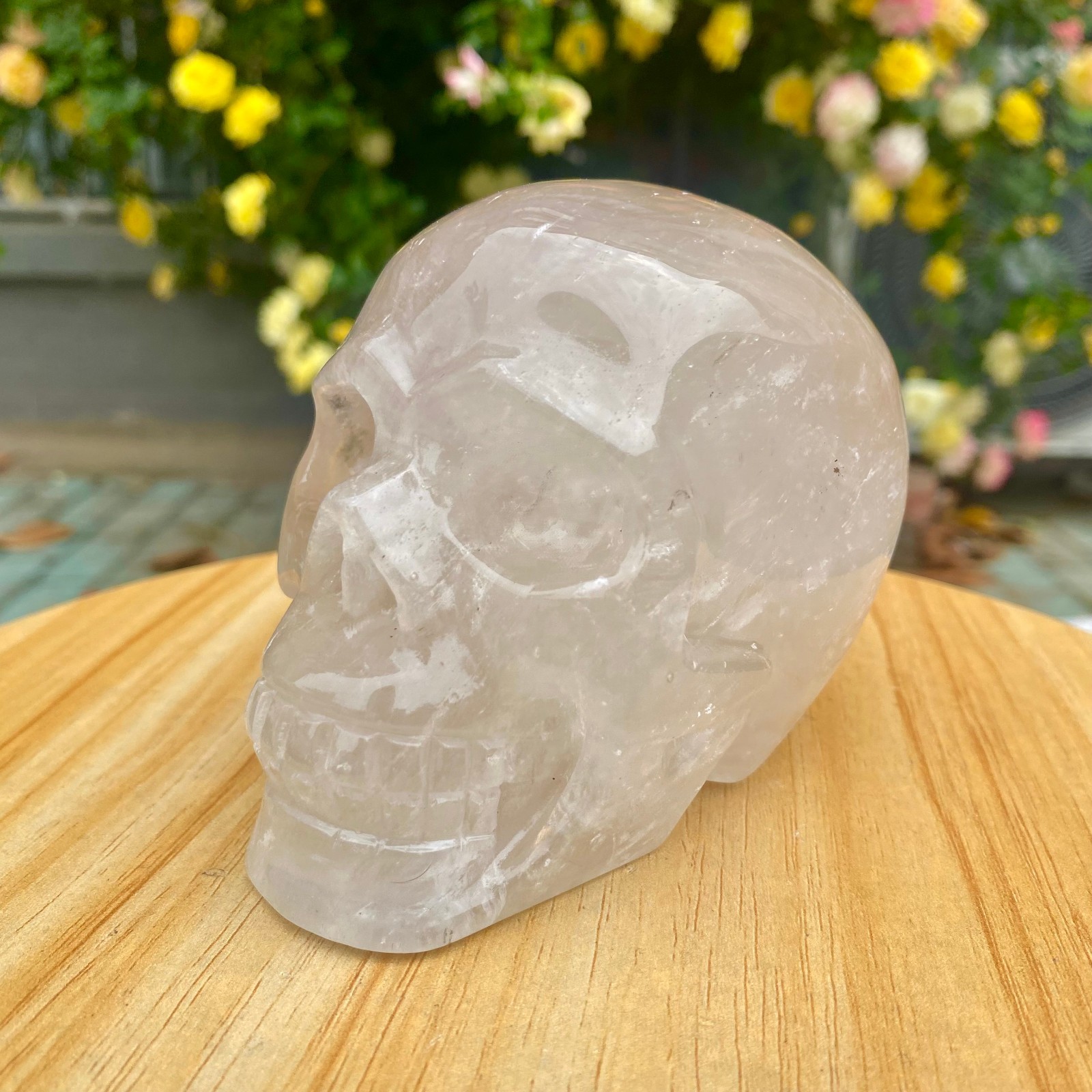 2.2LB TOP! White melting quartz hand carved crystal skull gem reiki healing
