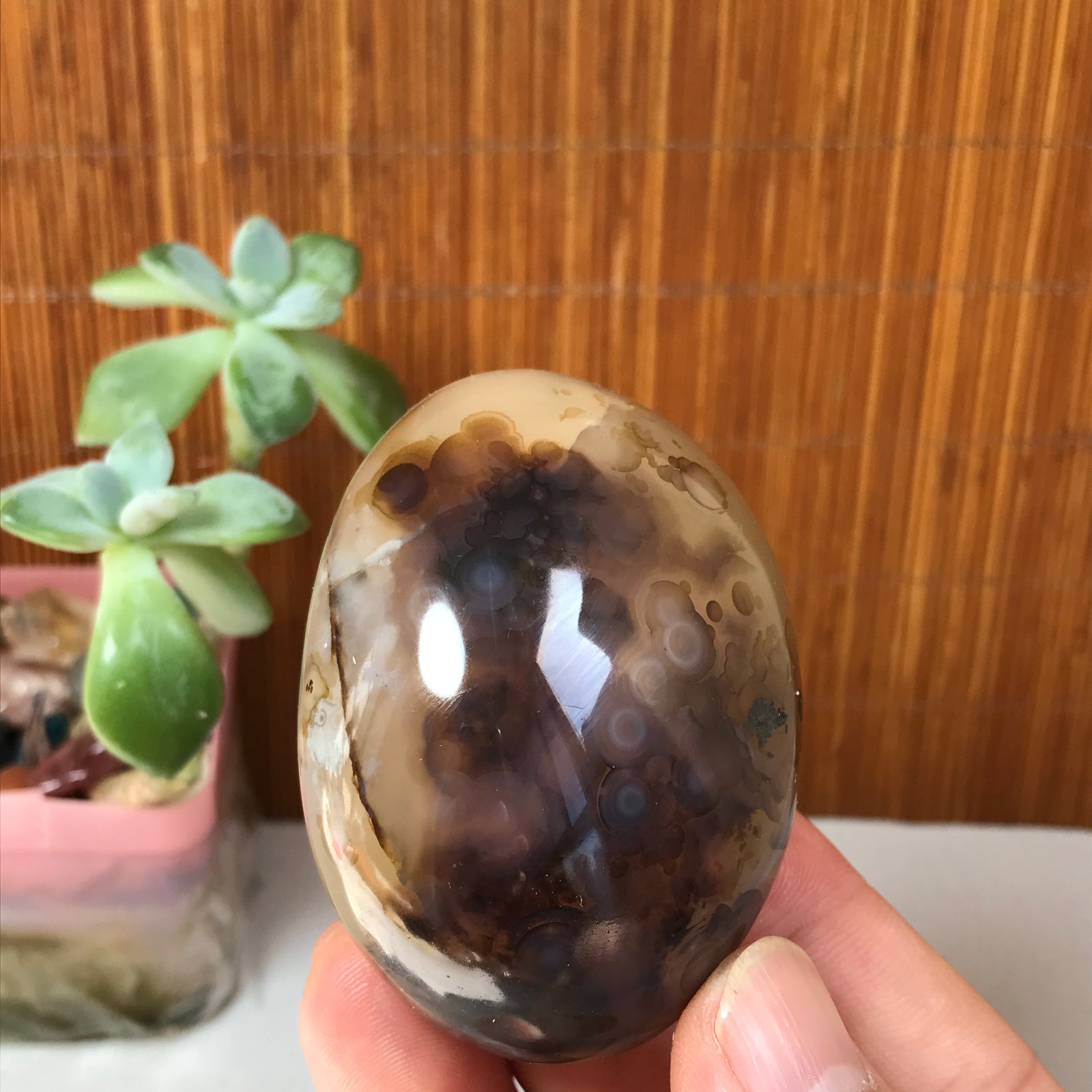 63-48-35mm Natural aquatic plants agate pretty Crystal specimens 145g A1882