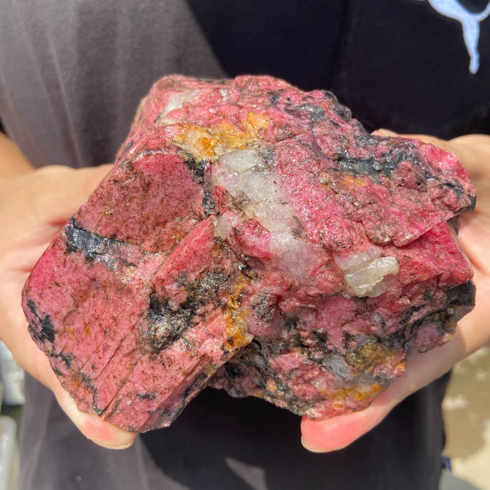 2.4LB Raw Ore Red Black Rhodonite Quartz Gemstone Mineral Specimen healing
