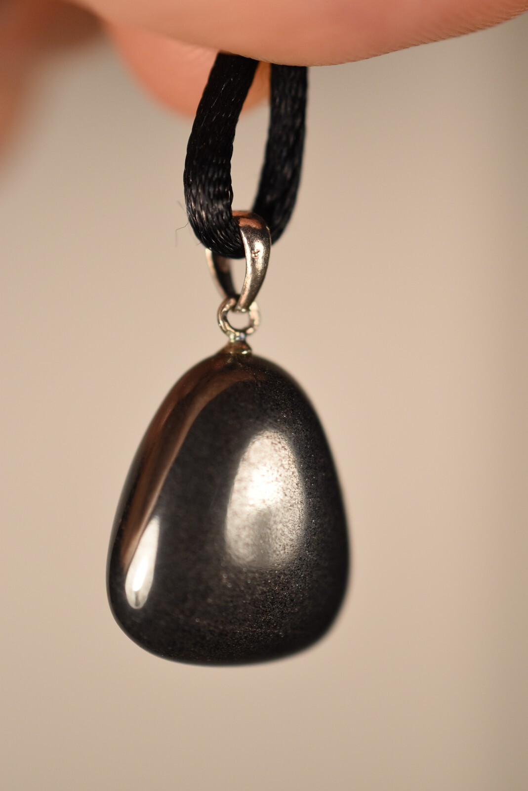 925 *HEMATITE* Pendant 2.4cm 9.7g +Cord Silver Natural Improves Relationships
