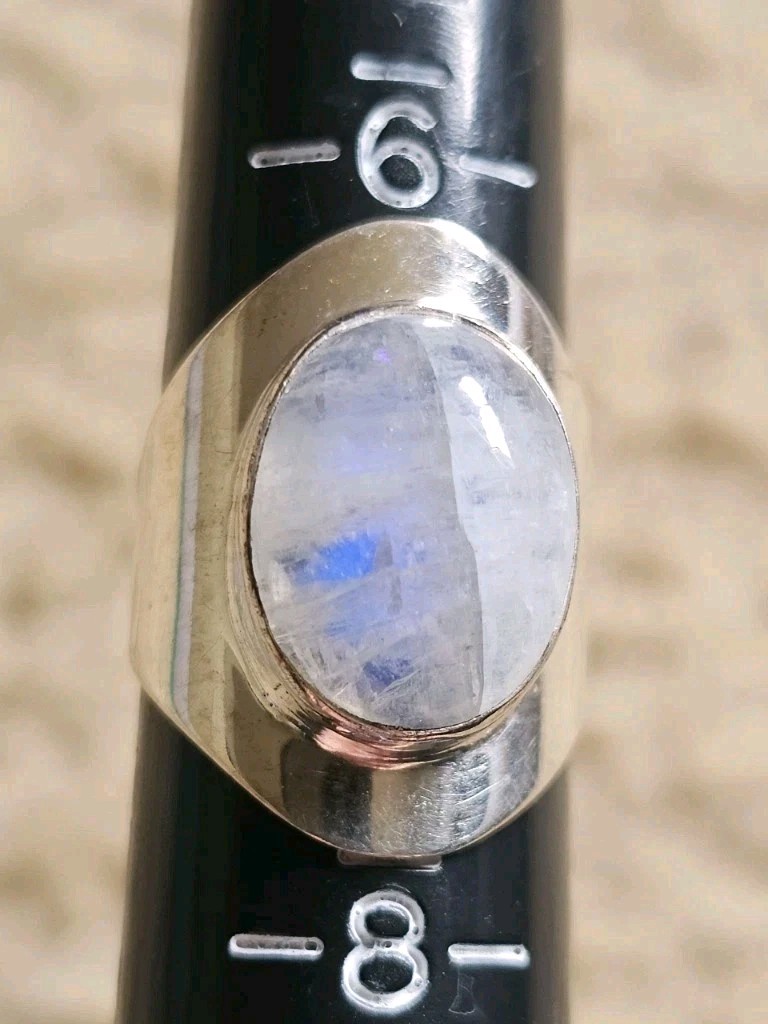 Sterling Silver Moonstone Ring, Size 7, Crystals & Stones, Mineral Specimen