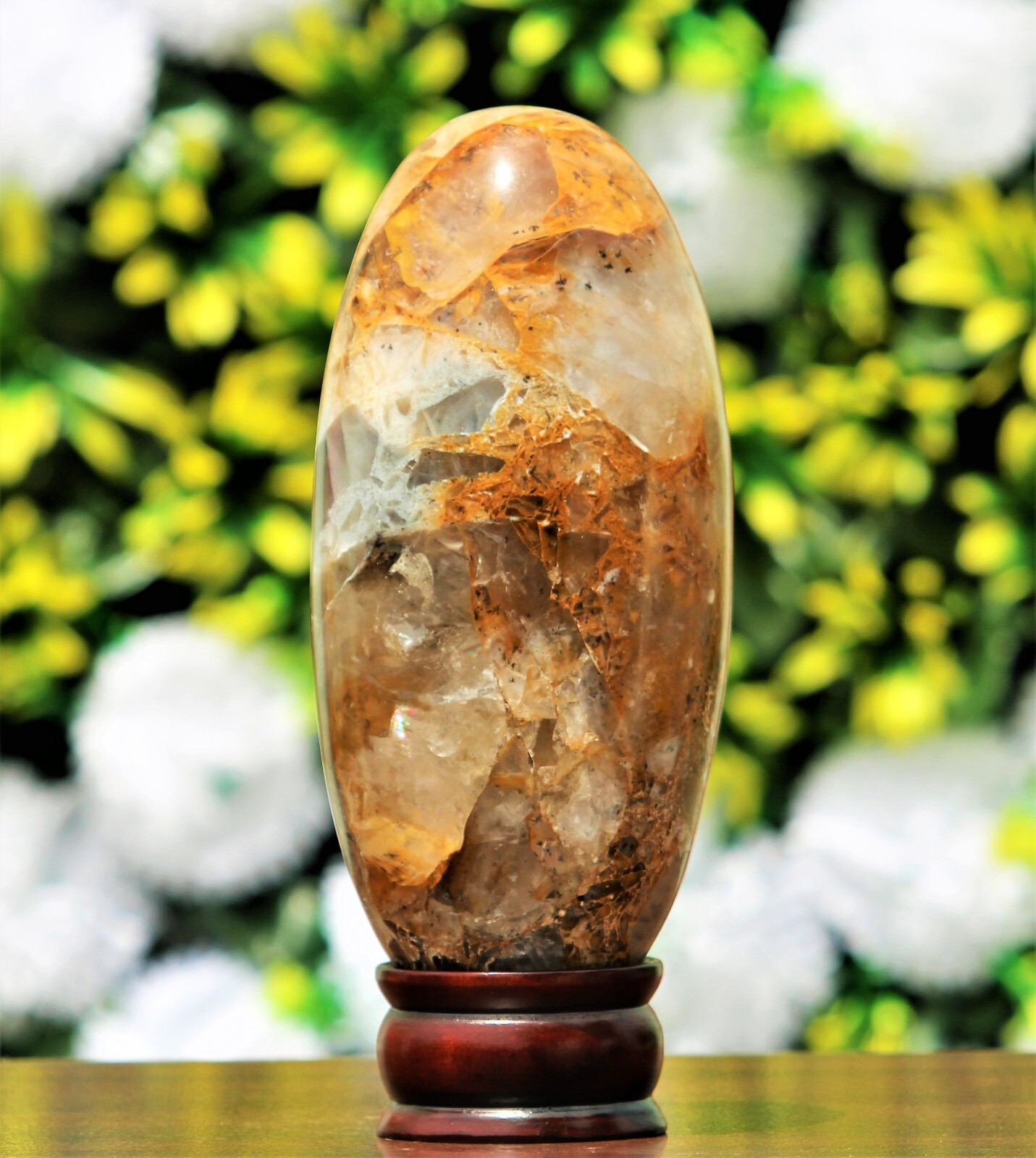 Large 180MM Fire Quartz Stone Healing Charged Metaphysical Sacral Chakra Lingam