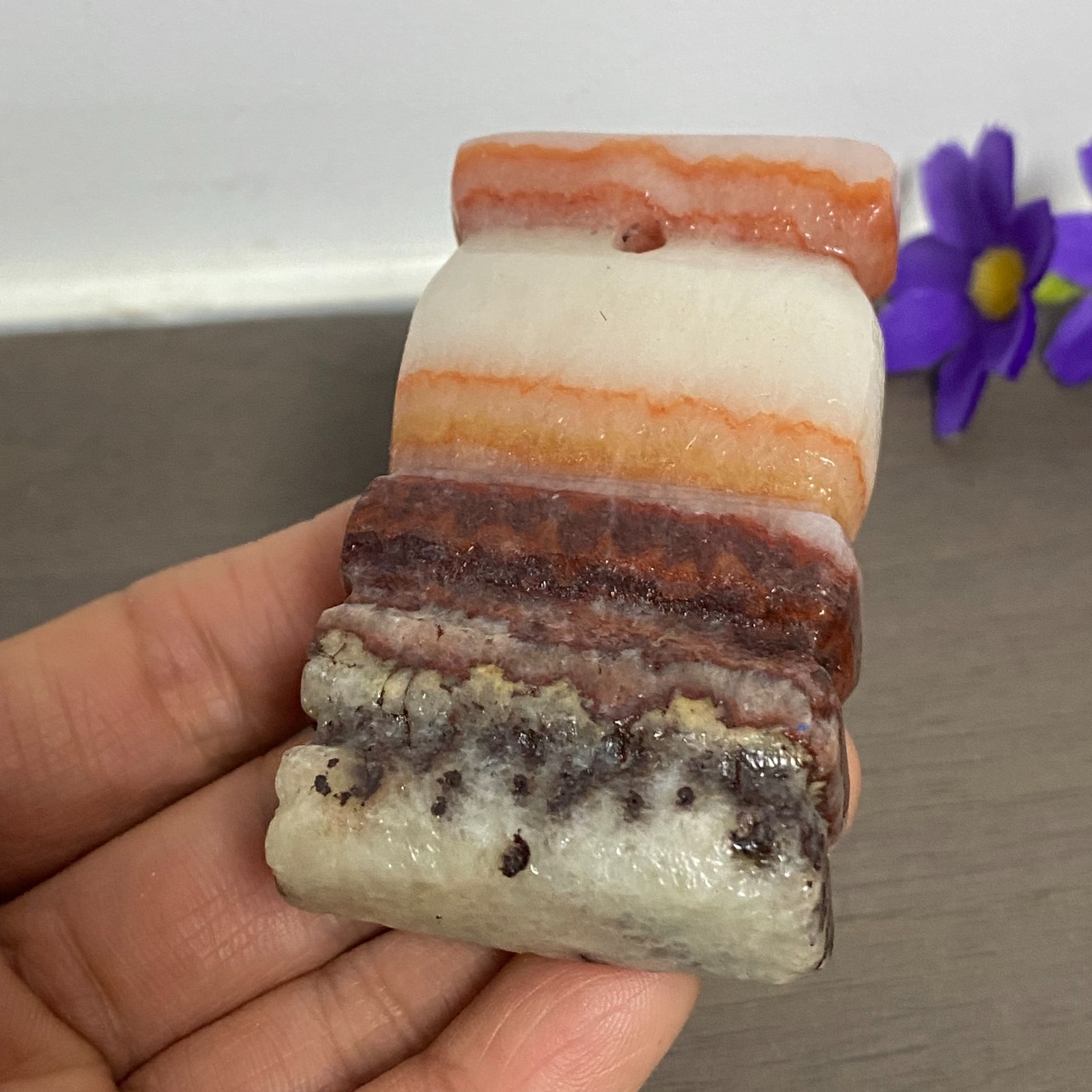 72-40-17mm NATURAL Pork stone quartz crystal Hand carving marbled meat
