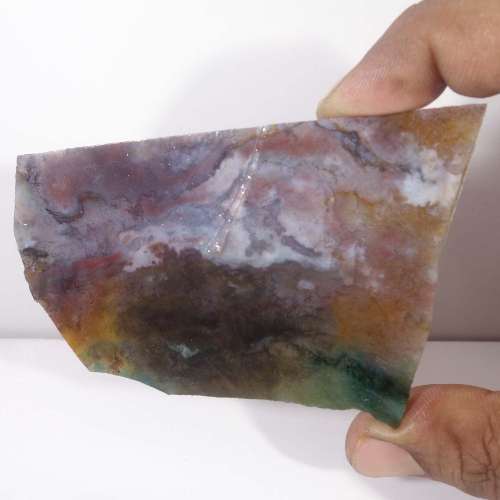 Seaweed Green Moss Agate Slice Slab Rough Natural Gemstone Loose 264.40 Cts