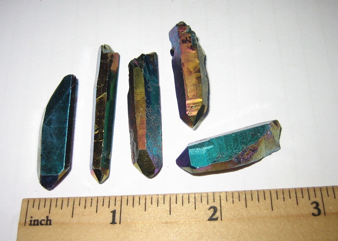 5 SMALL A+ 1″-1.6″ TITANIUM QUARTZ (TREATED IN USA) CRYSTAL POINTS ~ 18.2g *4
