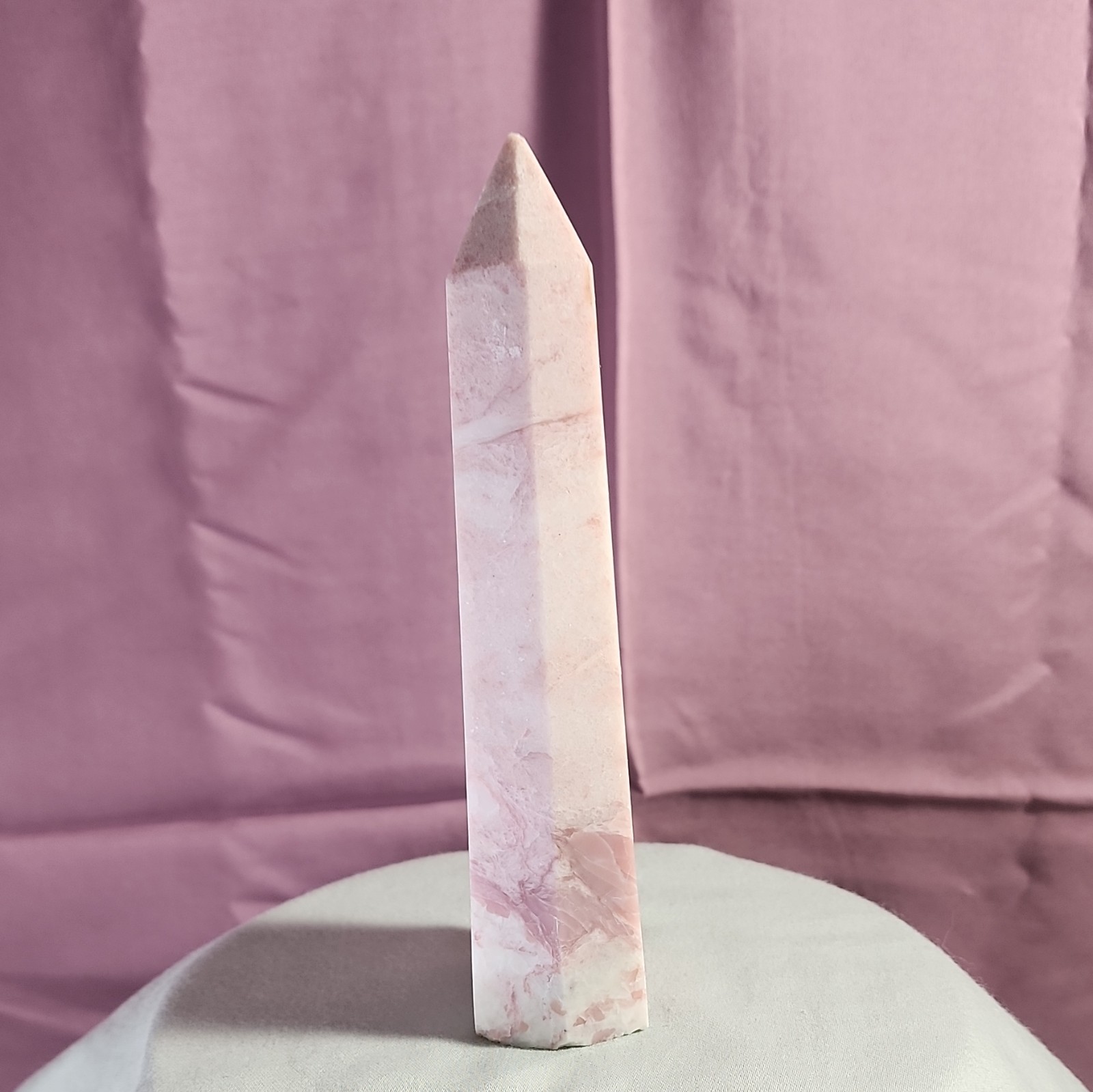 7 in by 2 in, Pink Opal Tower Point Obelisk Polished Stone