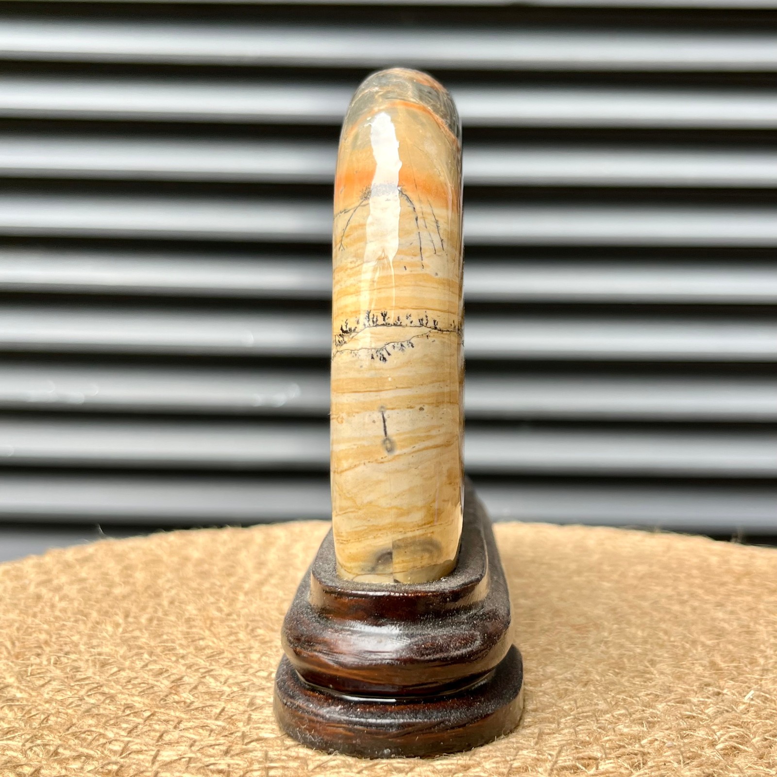 3 lb Landscape Stone Art Anniversary Gift Display w/ Wood Decor