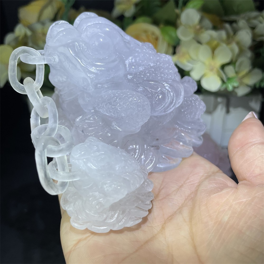 1.2LB 4.9″ Natural Clear Quartz Toad Hand Carved Crystal Quartz Mineral Gift