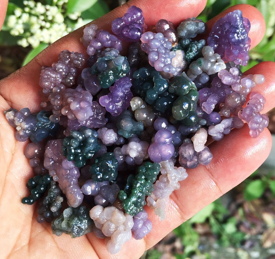 100g 50-90Natural Botryoidal Chalcedony Starlight Purple Grape Agate Grain ag100