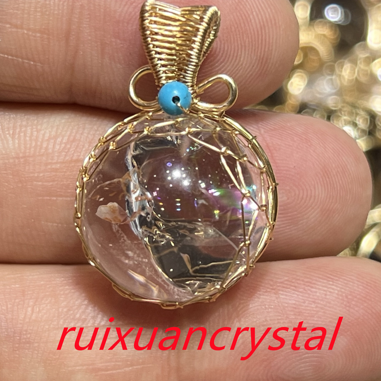 1PC Natural clear crystal Quartz sphere Rainbow Crystal Ball pendant Healing