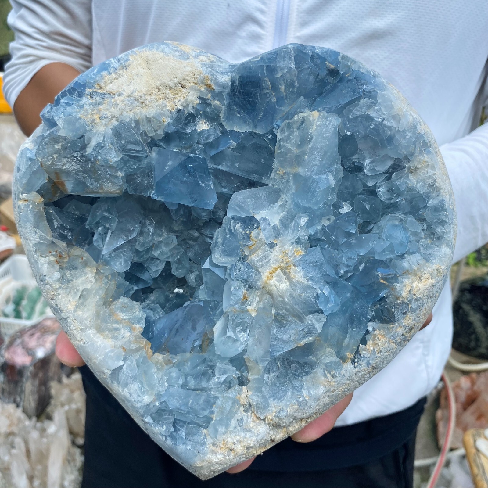 14.4lb natural blue celestite geode quartz crystal mineral specimen healing