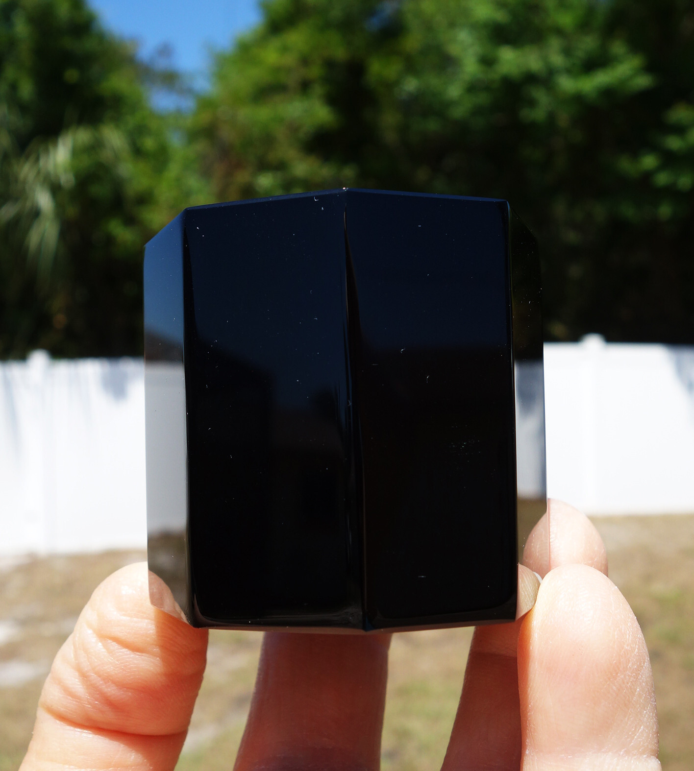 Large Black OBSIDIAN Octagon Scrying Mirror Tarot Crystal MEXICO Volcanic Glass