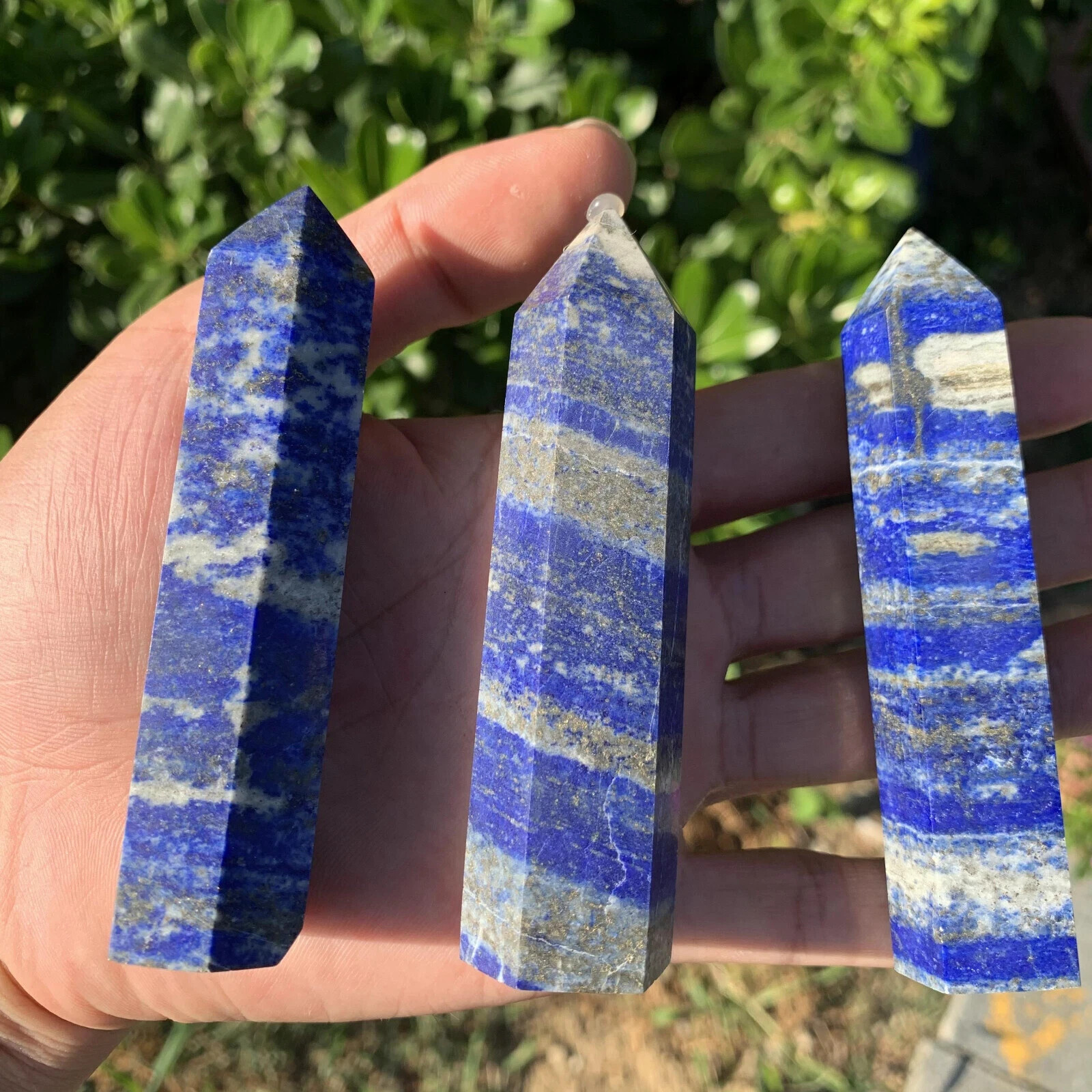 Lapis Lazuli Crystal Tower Natural Blue Stone Point Obelisk Wand Decor 3-3.5in