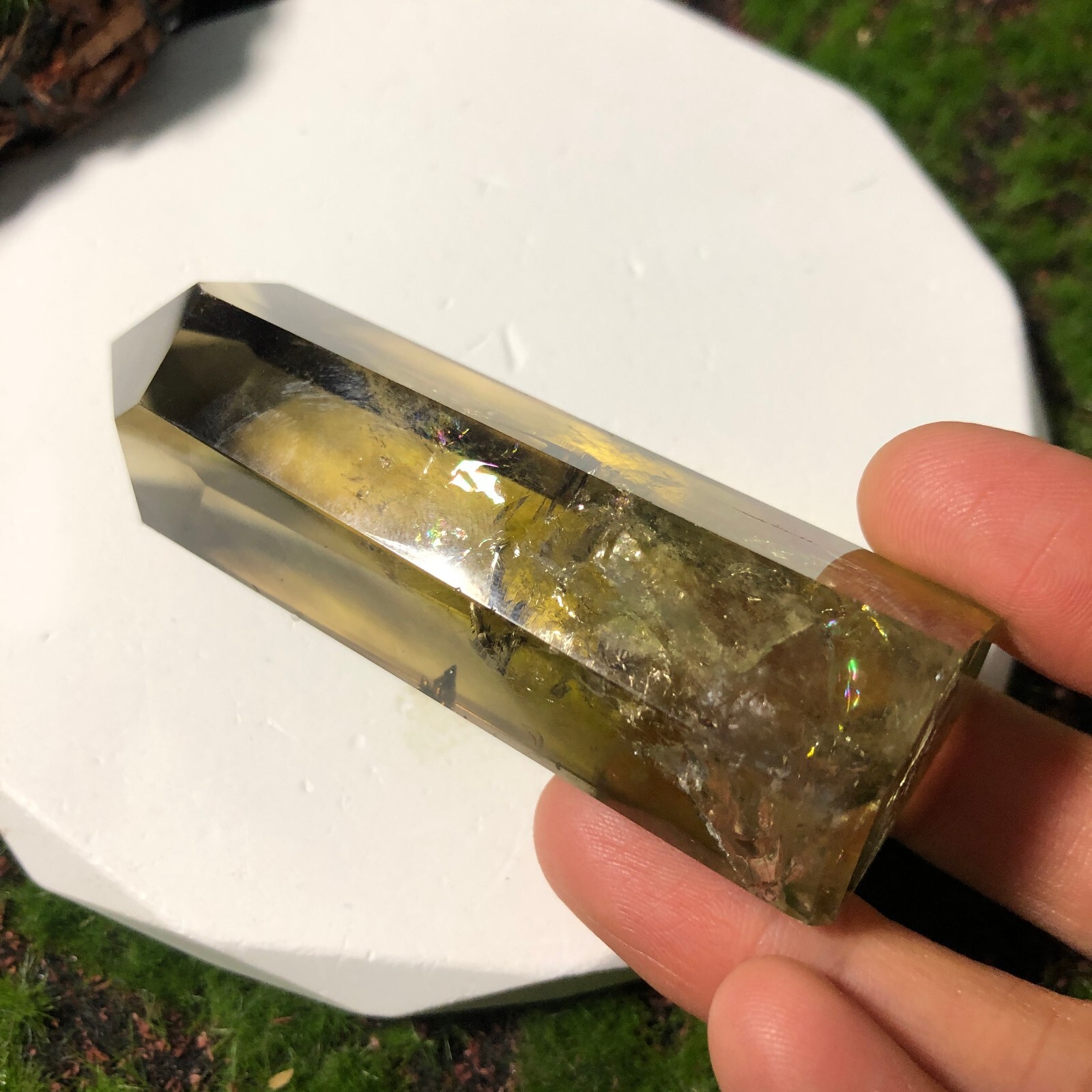 Natural Rainbow Citrine Tower Crystal Quartz Energy Healing Chakras 87g 7.8cm