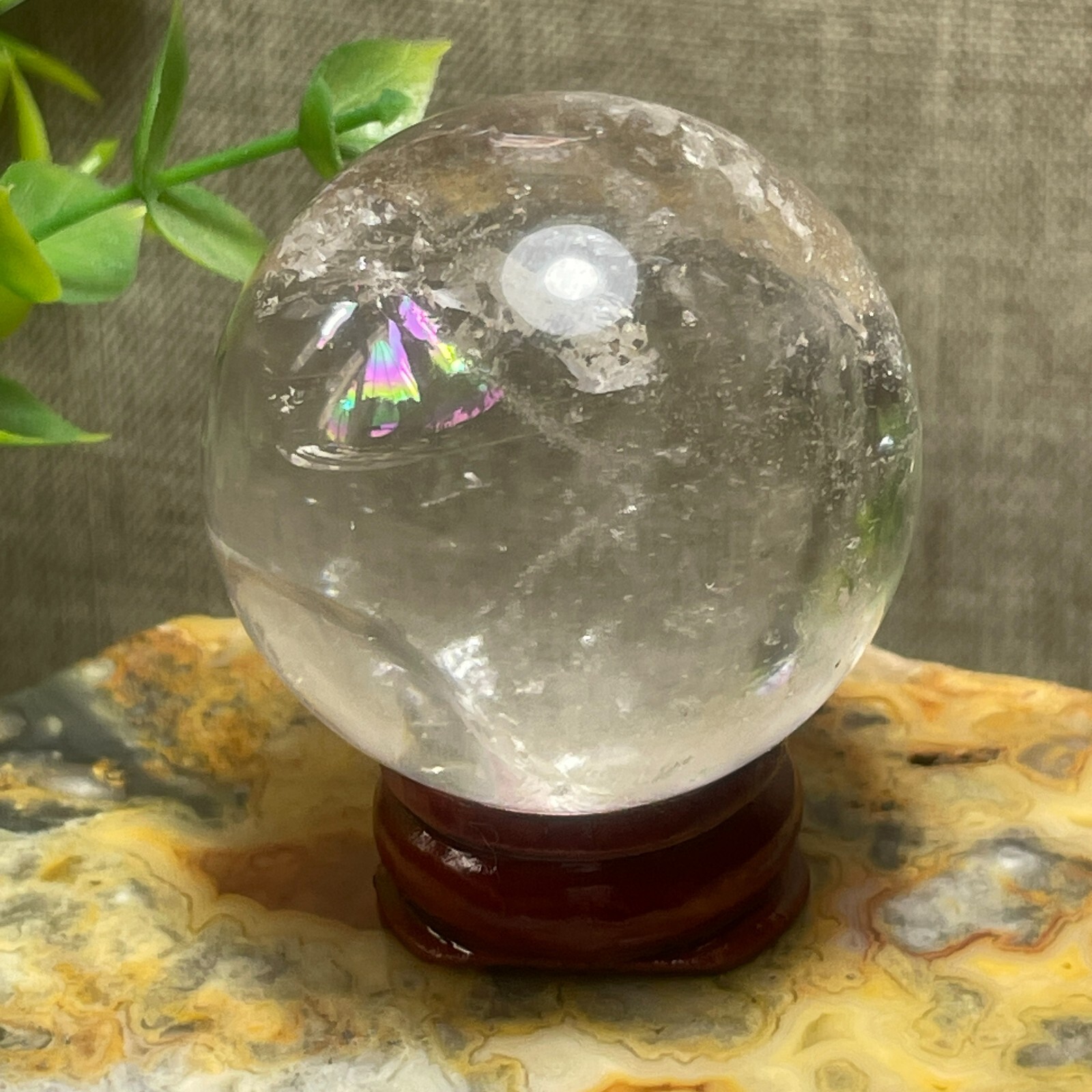 rainbow White Clear stone Sphere Ball Healing original stone 39mm A10