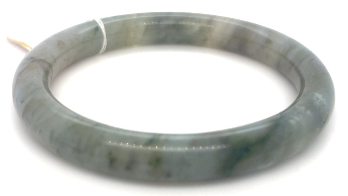 “Type A Burmese Jadeite Bangle Earthy Icy Green Full Moon 61mm”
