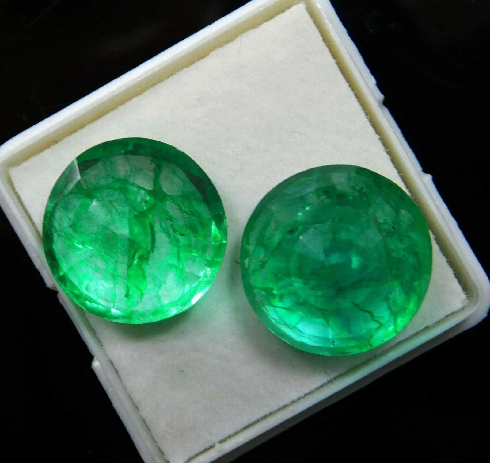 Natural Green Pair Emerald Colombian Round 16.35 Ct CERTIFIED Loose Gemstone