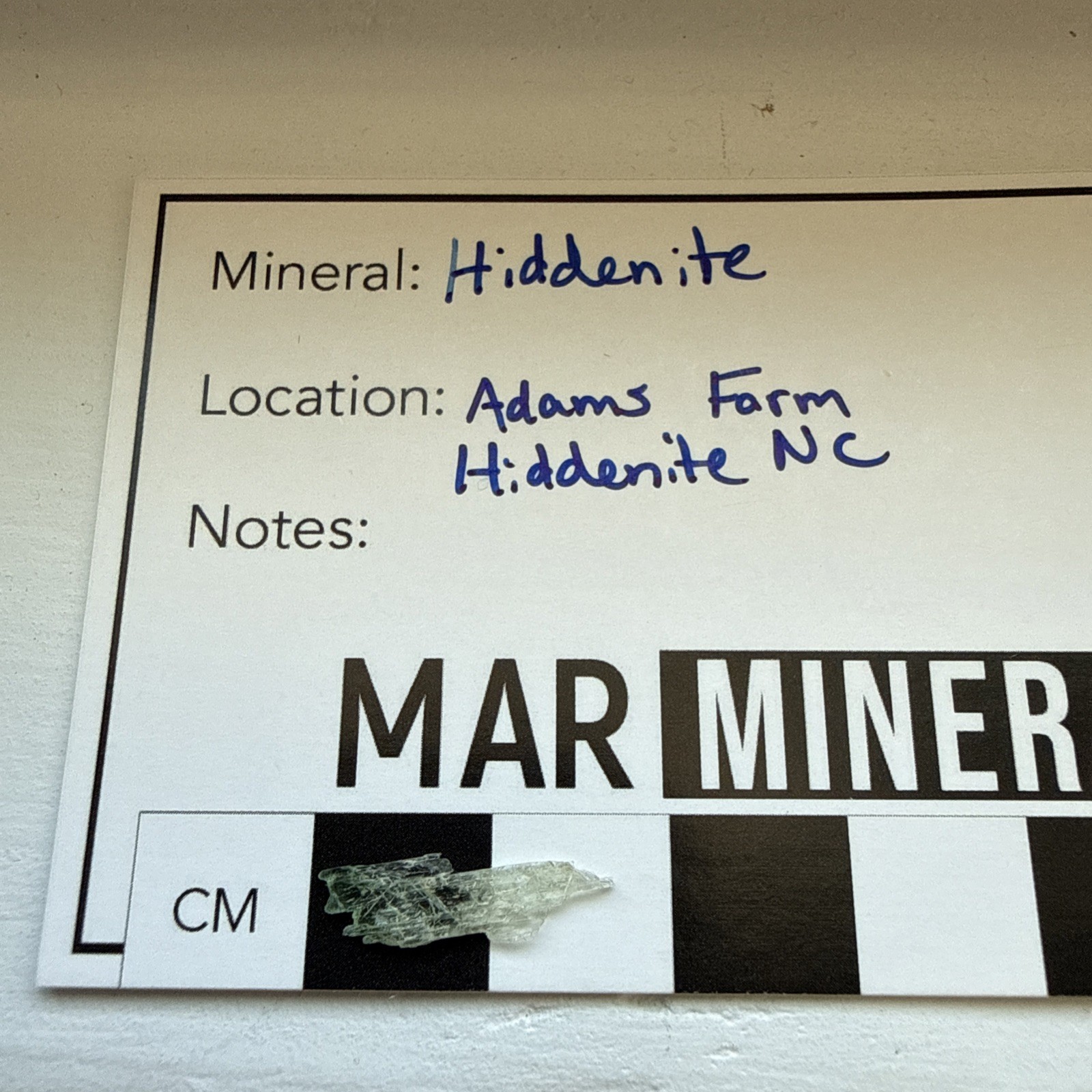 Old Stock Hiddenite Type Local Adams Farm Alexander Co Hiddenite North Carolina