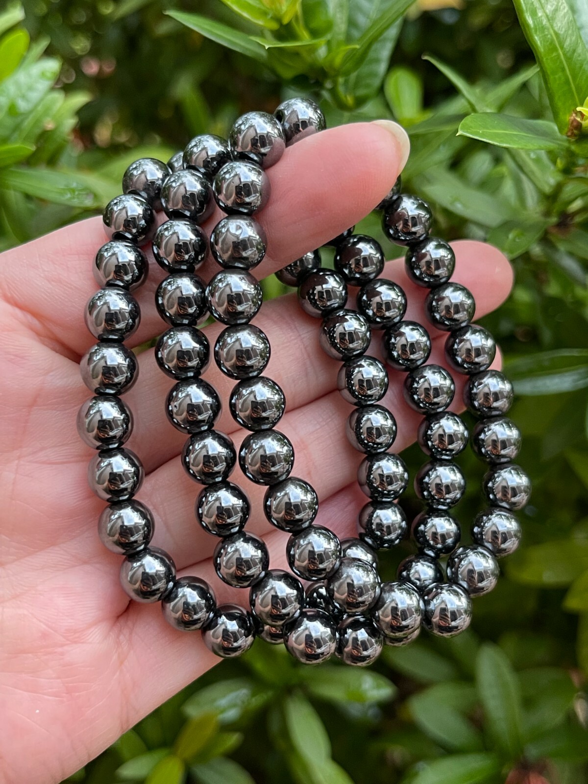 Grade A++ Hematite Crystal Bead Bracelet 8mm, Genuine Hematite Gemstone Bracelet