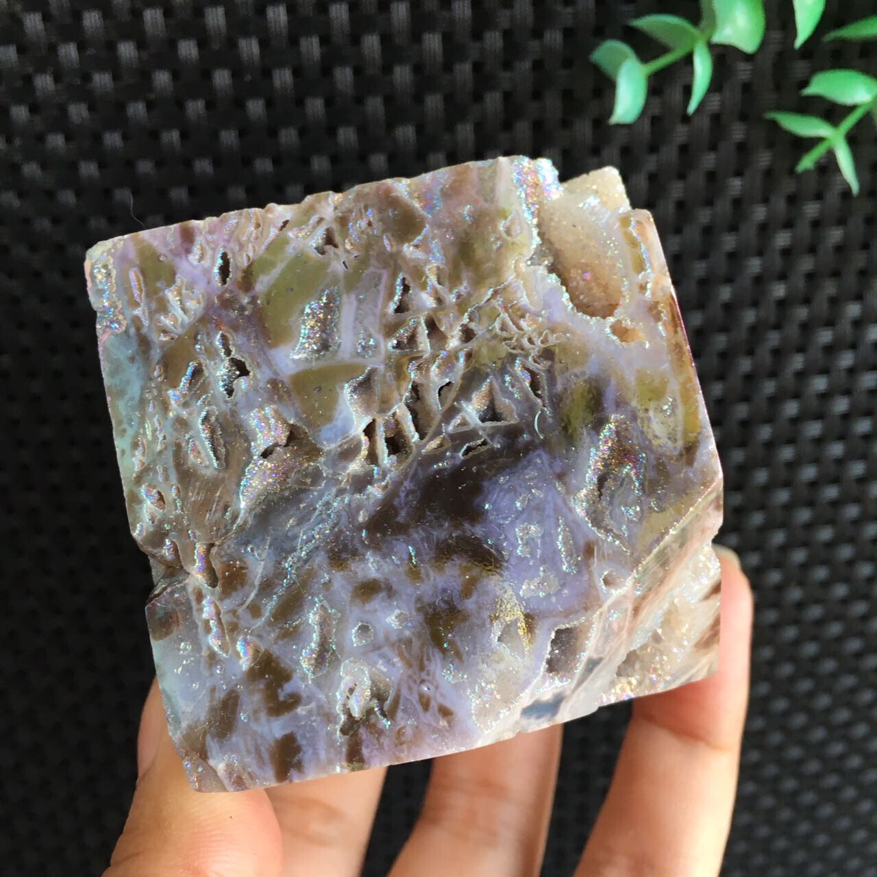 393g Titanium Angel Aura Sphalerite Cube Geode Quartz Crystal Specimen Healing