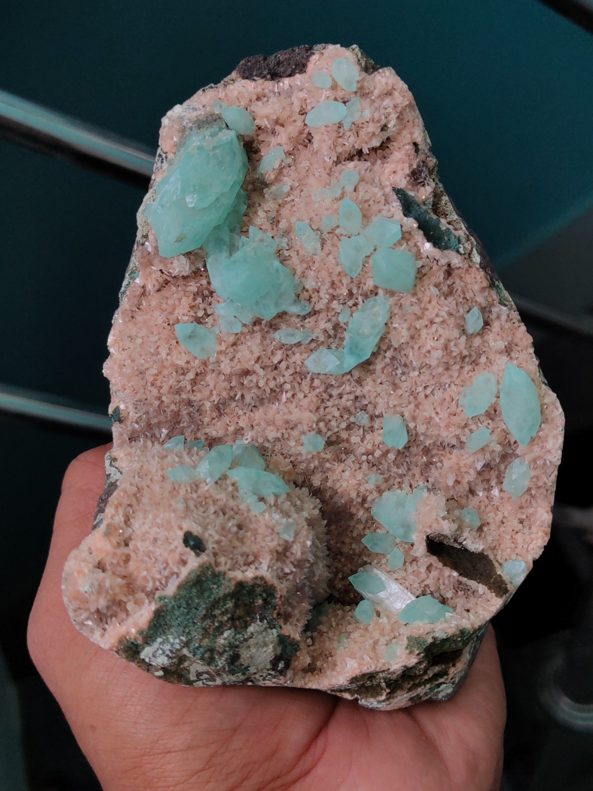 Bluesh Light Green Apophyllite on Heulandite with Micro Calcite.