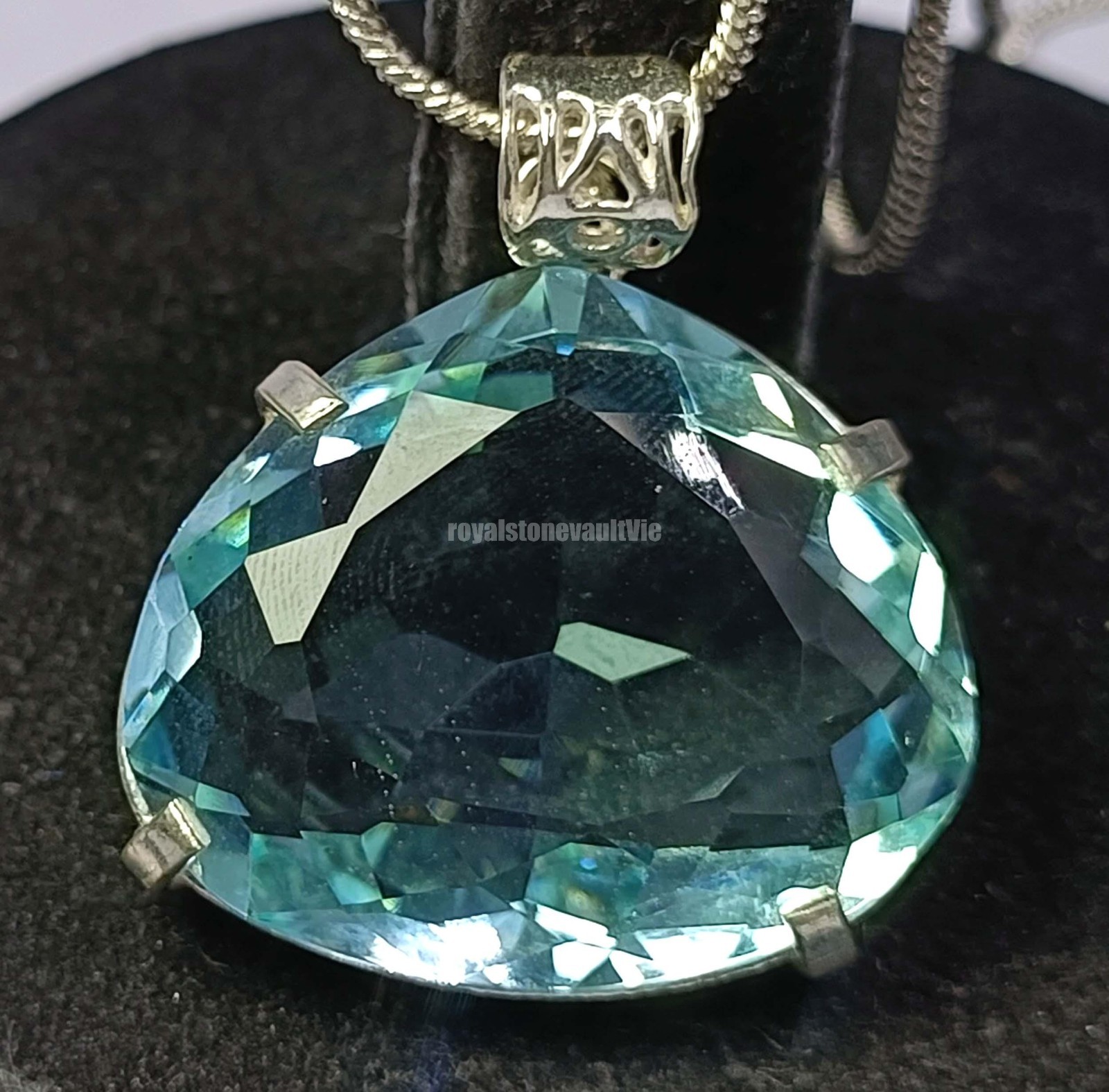 IGL Certified 64.00 Ct Natural Aquamarine Pear Cut Pendant 925 Sterling 5DJU