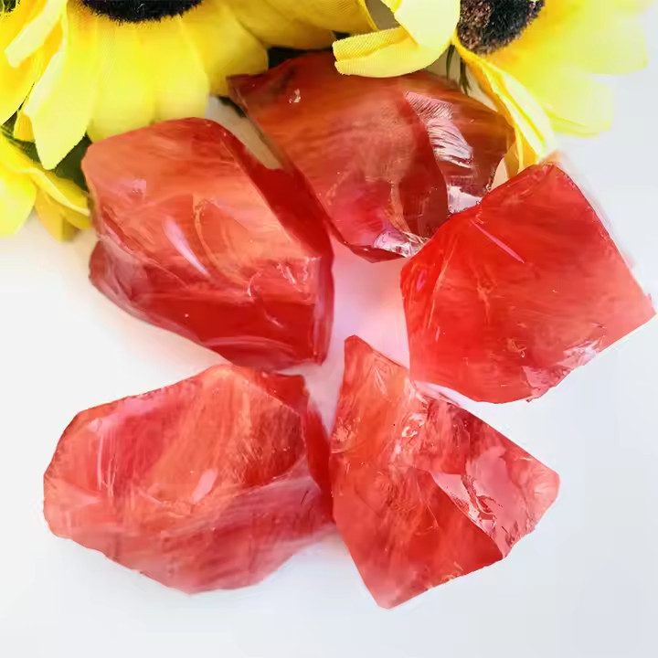 3Pcs Cherry Quartz Raw Stone Crystal Mineral Specimen Healing Energy Gifts