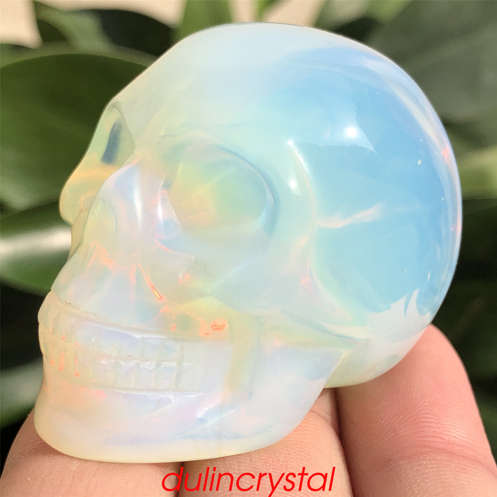 2” Opalite skull quartz crystal skull hand carved decoration reiki healing