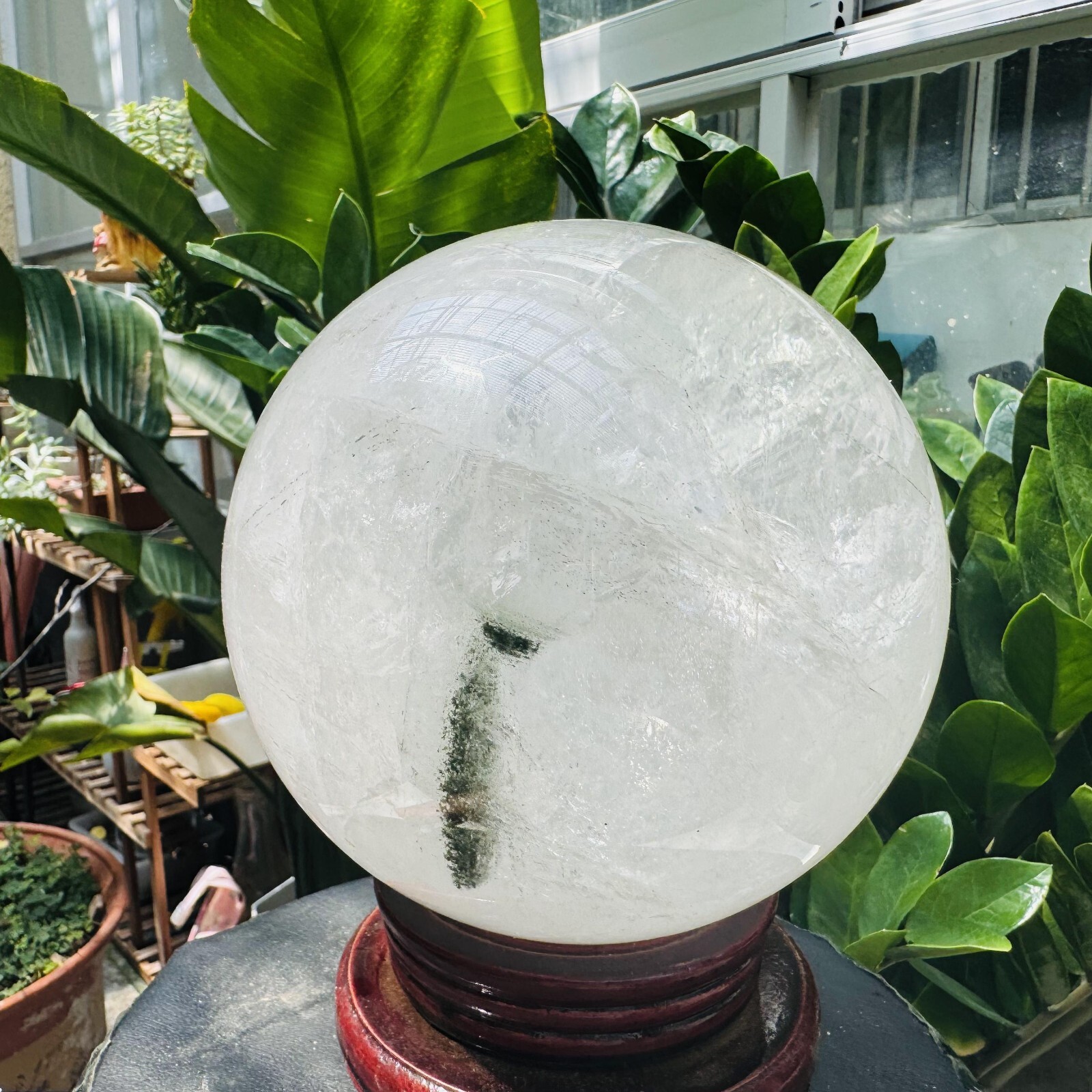 11.52LB Rare Natural Green Ghost phantom quart ball carved crystal sphere reiki