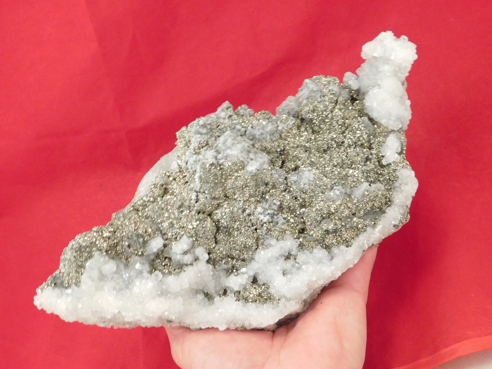 HUGE Pyrite Crystal Cluster With Fluorescent Calcite Crystals Mexico 2020gr