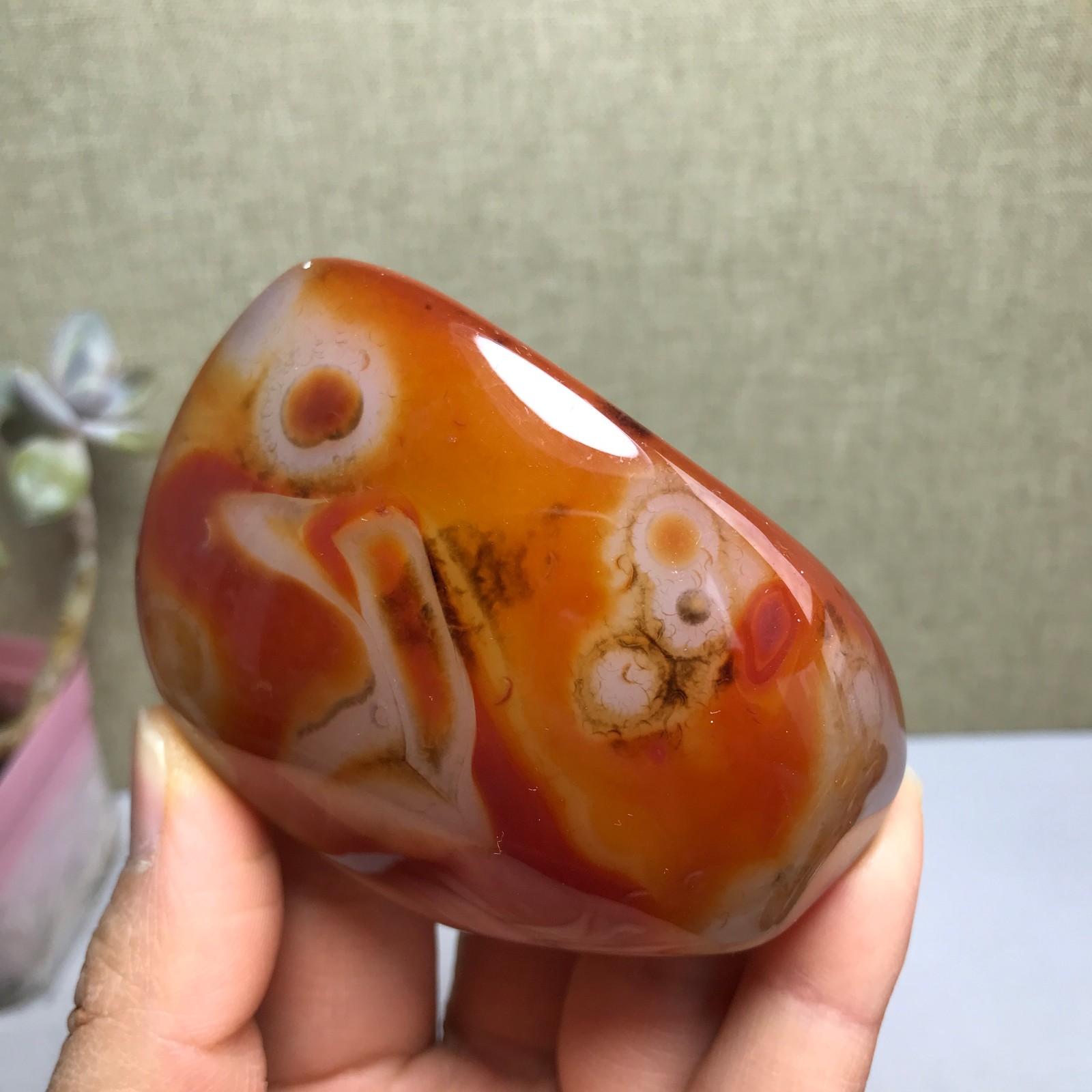 73mm Crazy Lace SILK Banded Agate Polished Crystal Specimen Tumbled 187g A2945