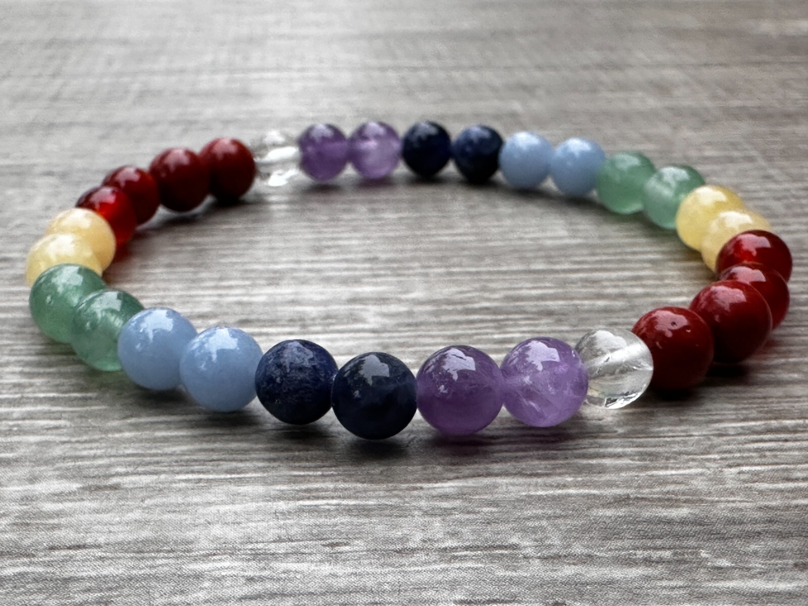 Grade A ++ 7 Chakra Stone Bracelet 6mm, Genuine Chakra Gemstone Bead Bracelet