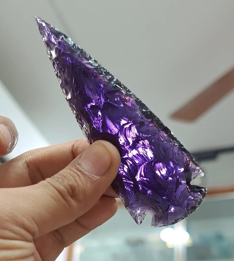 Amethyst Spearhead Large Arrowhead Crystal – Purple Healing Gemstone for Jewelry