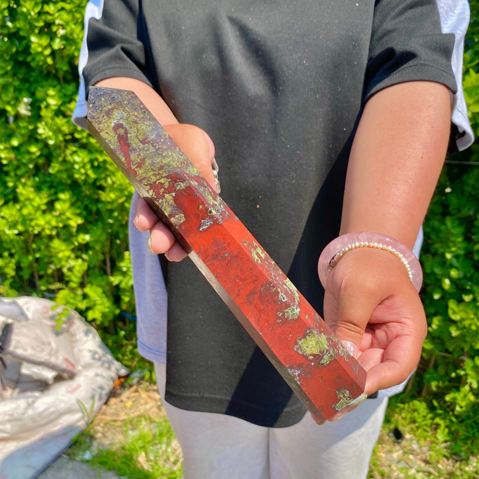 1.52LB Natural Dragon Blood Column Obelisk Crystal Column Wand Point Healin