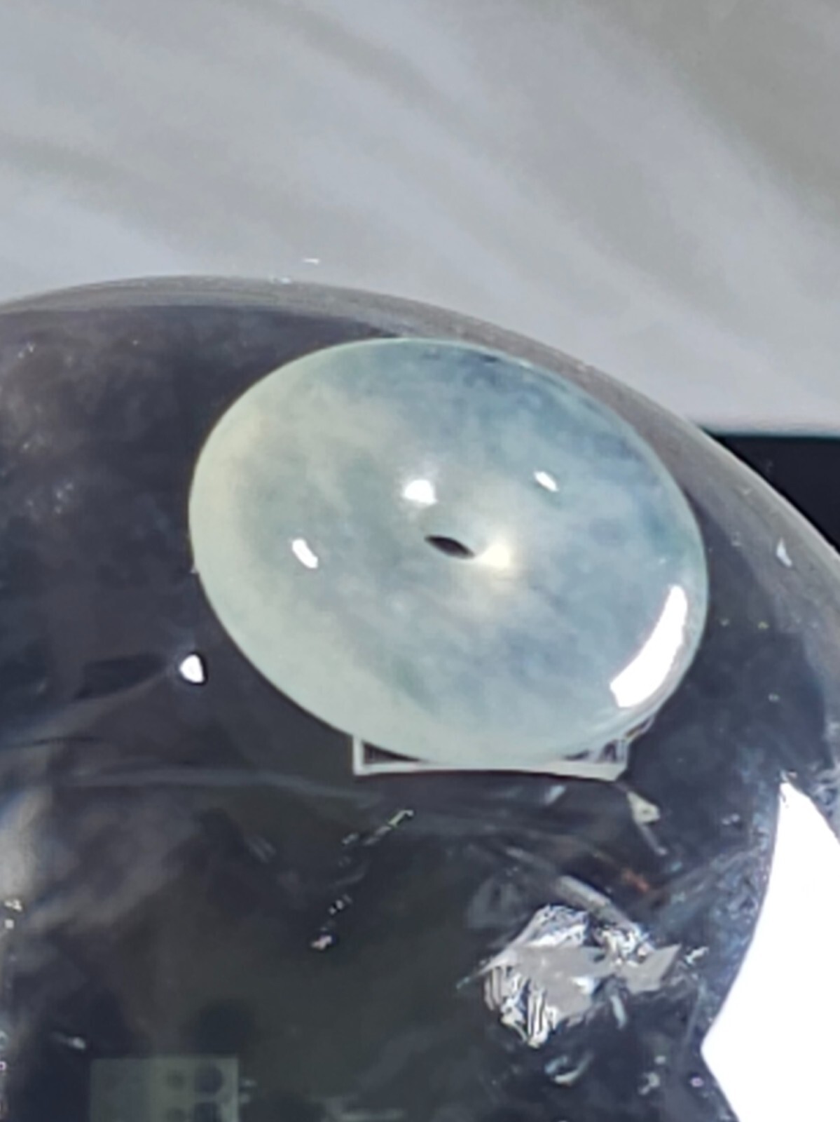 15mm Jade Pi Disc Pendant | Icy Green Donut Bead | Semi-Translucent 1.84g