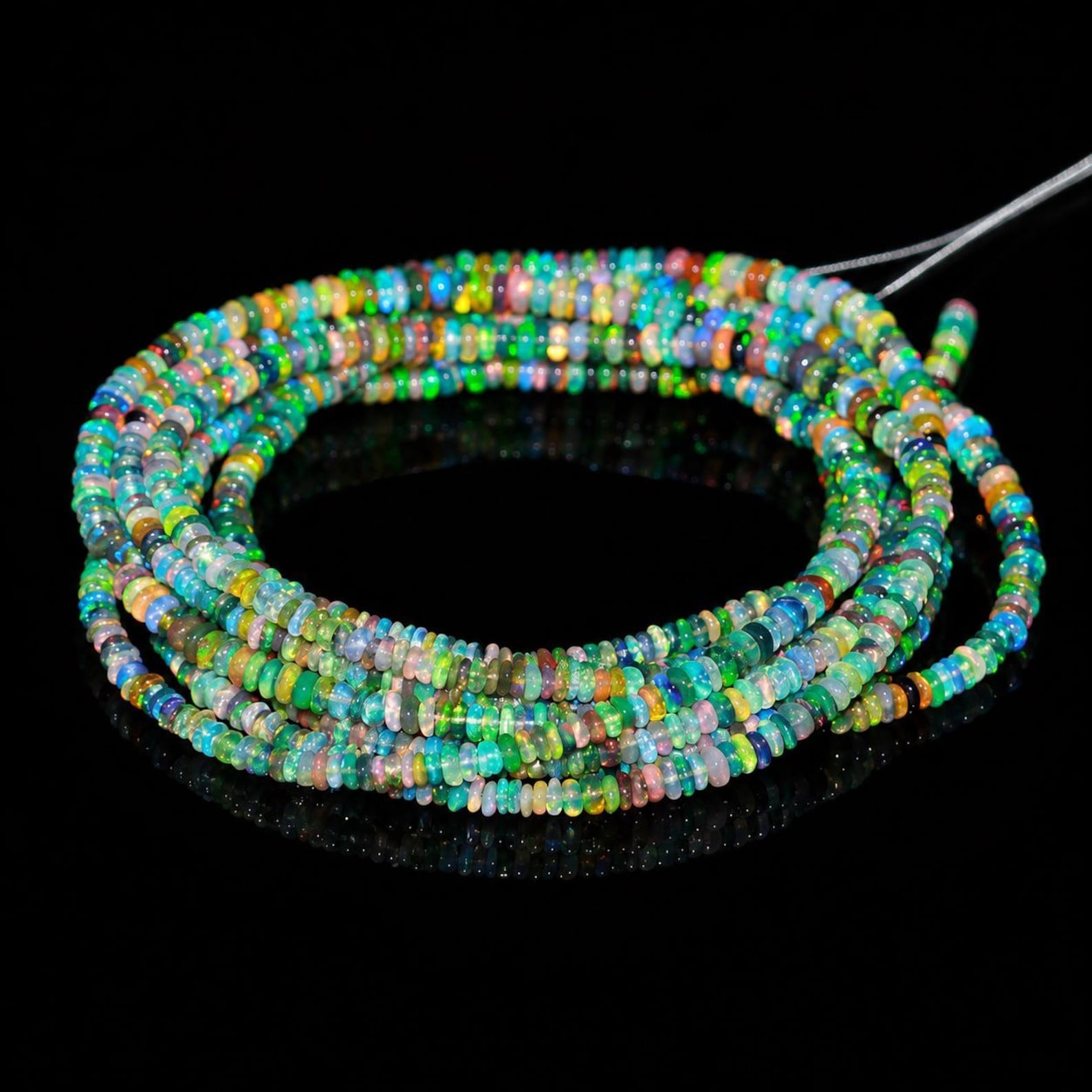 3-5 mm Ethiopian Fire Opal Rondelle Beads, Natural Welo Opal Gemstone Jewelry