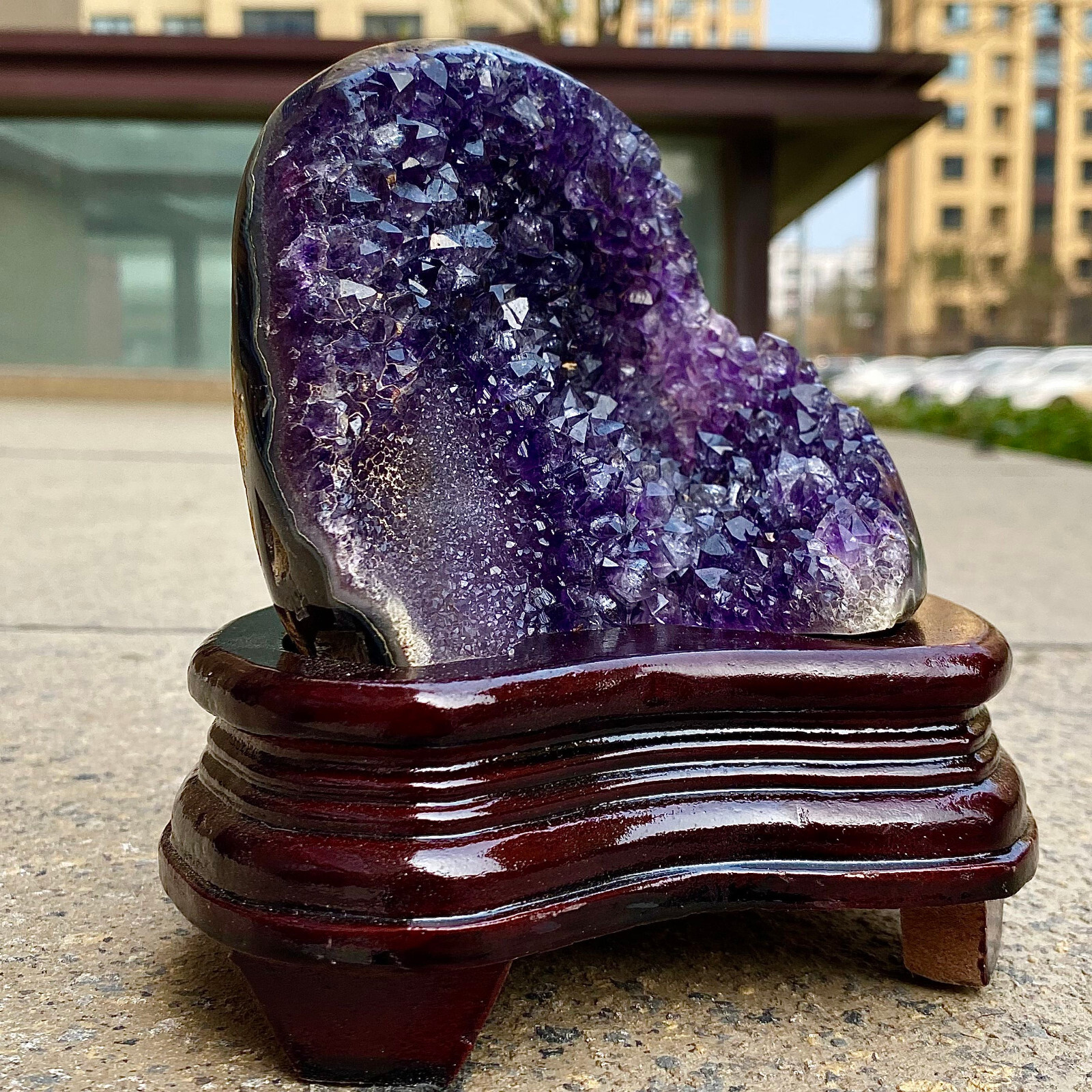 2.24LB Natural Uruguayan Amethyst Quartz Cave Geode Crystal Healing+base