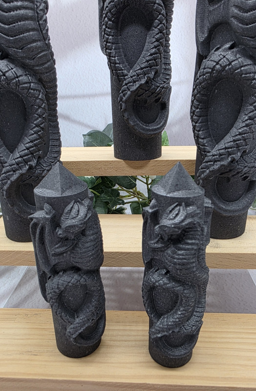 Shungite Dragon Towers Lot of 5 Hand Carved Dragon Obelisks, Protection Groundin