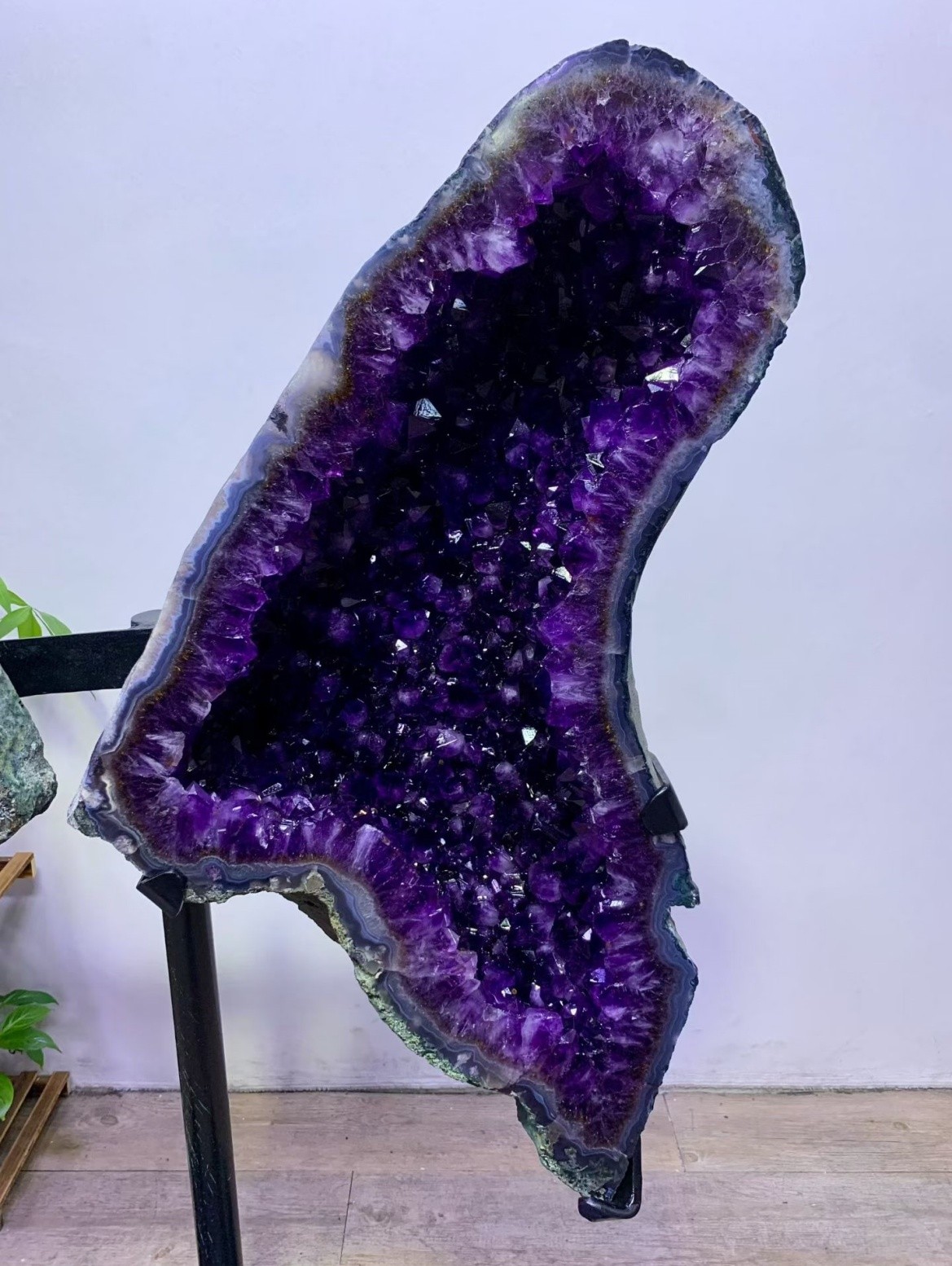 220LB Natural Raw Amethyst Cave, Butterfly Cave Crystal Specimen Decor + Stand