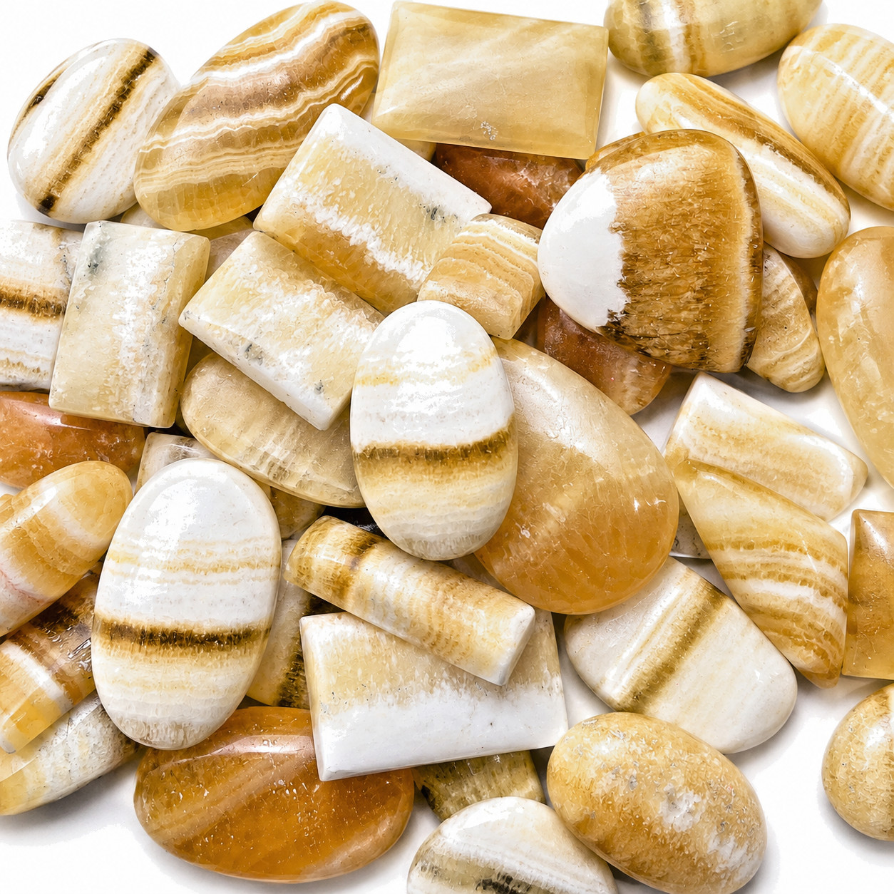 Natural Honey Calcite Assorted Shape Cabochons Mixed Size Loose Gemstone Lot