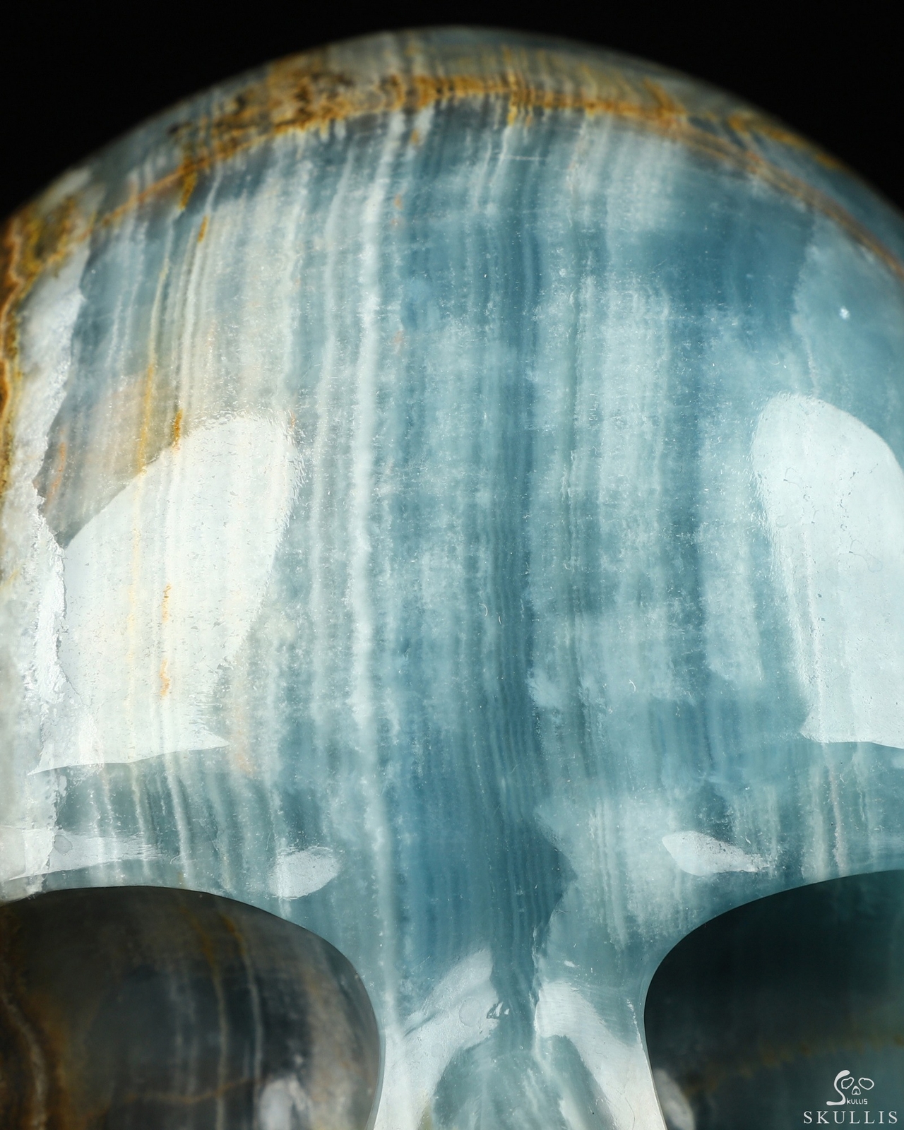 Super Realistic! Lifesized 7.0″ Blue Onyx Hand Carved Crystal Skull, Healing