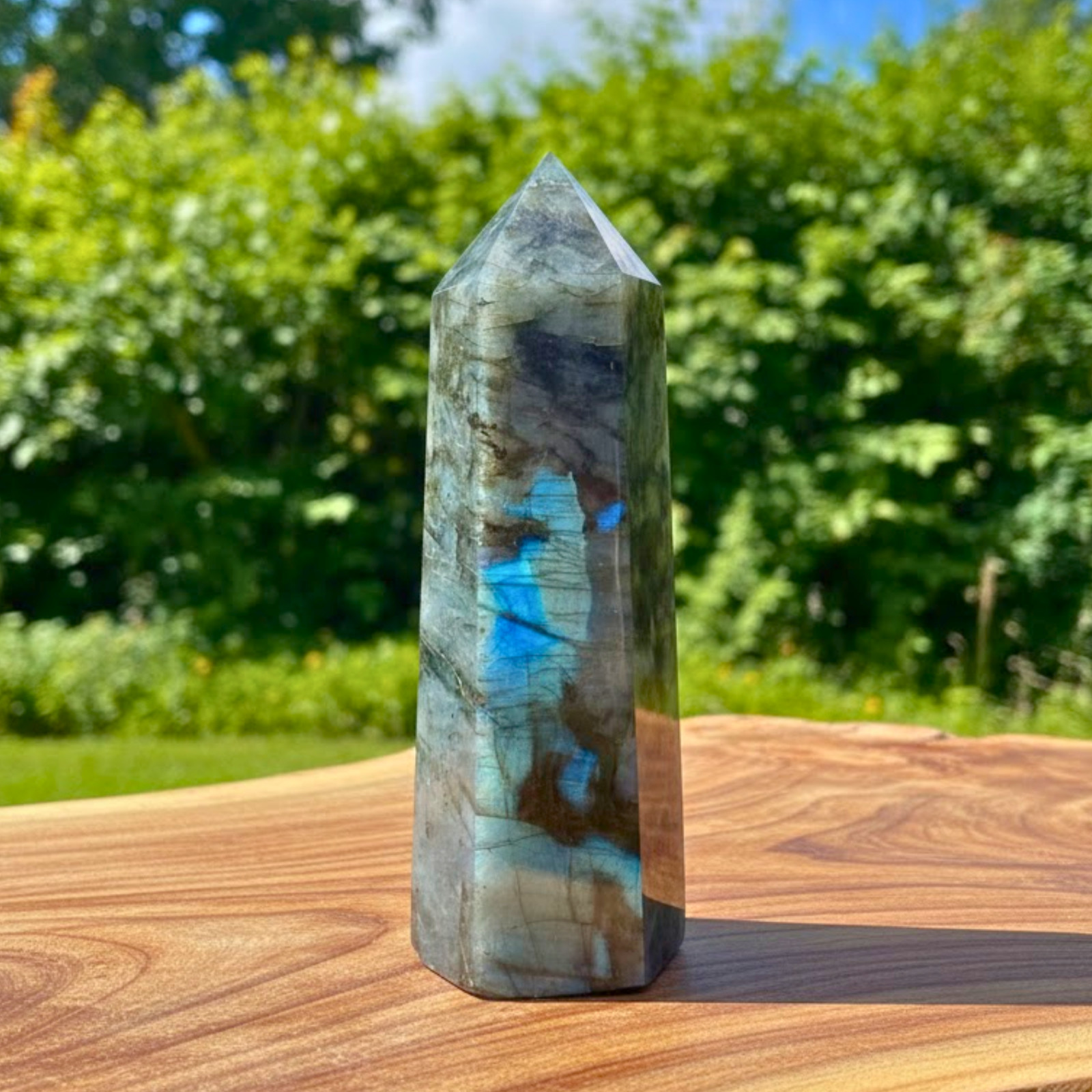 Natural Labradorite Stone Crystal Tower Obelisk Reiki Healing Meditation Decor